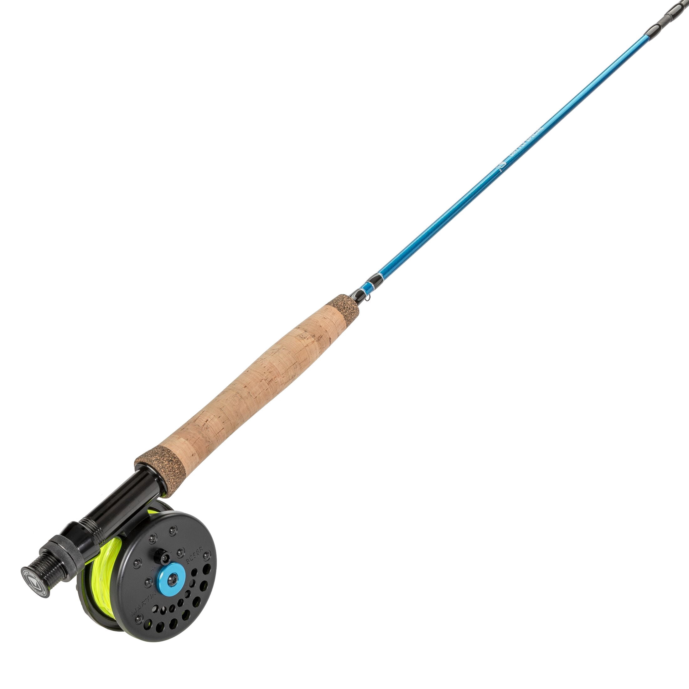 Martin Blue Chip 56R Dry Fly Special Fly Reel and Fishing Rod Combo Kit, 8-Foot 6-Inch 4-Piece Rod, 3-Weight, Aluminum Reel, Weight-Forward Line, Fly Assortment, Semi-Rigid Carrying Case, Blue/Black