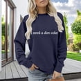 thumbnail image 2 of Chuancc Fall Shirts For Women 2025 Cute Long Sleeve Round Neck Top Long Sleeve Loose Pullover Sweatshirts Womens Crewneck Sweatshirt Casual Blouse Sweatshirt Dark blue L, 2 of 6