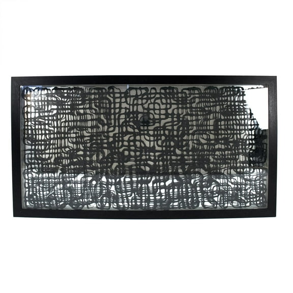 Wall Decor Art Abstract Ebony Black Fir Paper Handmade Linen Framed