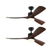 Bright Corners  Modern Ceiling Fan with Light and Remote Control, Brown (Set of 2)