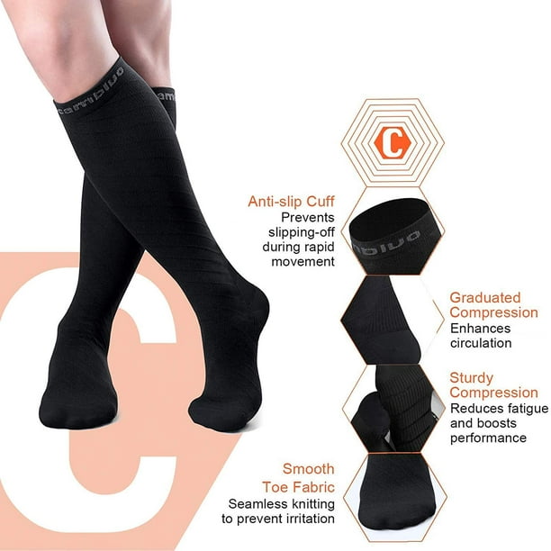 Cambivo 2 Pairs Compression Socks for Men and Women(20-30 mmHg