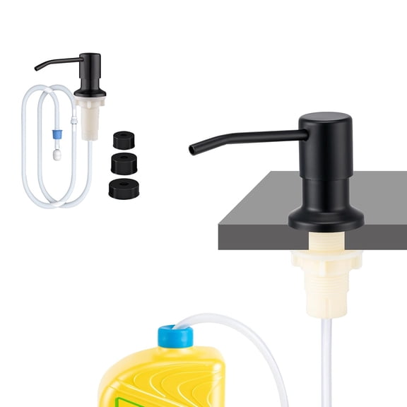HonestMatter Black Kitchen Soap Dispenser Pump 304 Stainless Steel Countertop Dish Soap Dispenser with 47 Inch Extension Tube Kit 3 Bottle Caps Long Tube for Sink