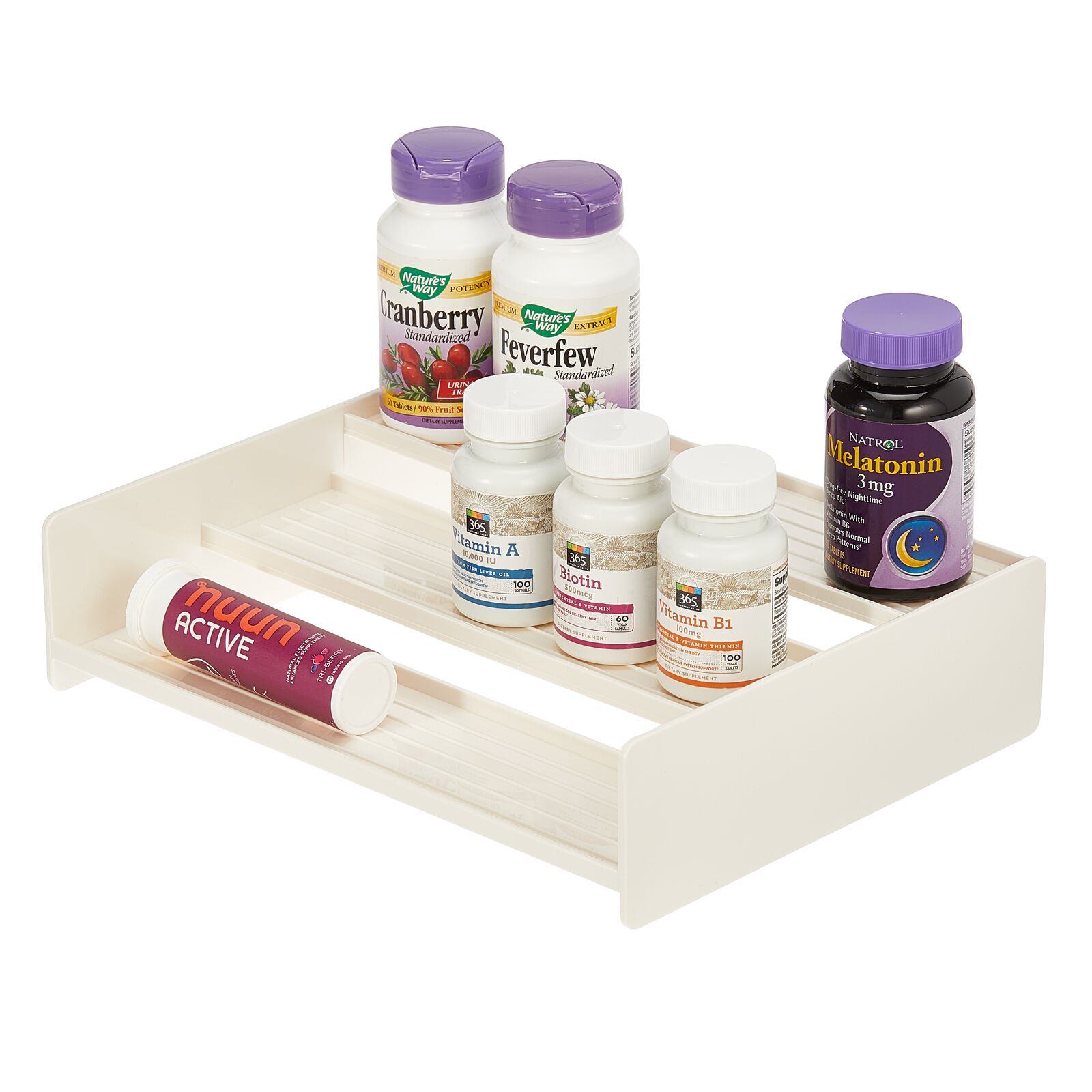 mDesign 3 Tier Bathroom Organizer Shelf Storage Rack for Vitamins, Supplements Versatile