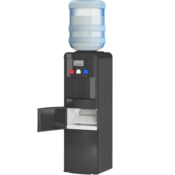 DISHUP 3 IN 1 Water Dispenser with Ice Maker, Cold & Hot Water, 3 or 5 Gallon, for Home/Kitchen/Office, Black