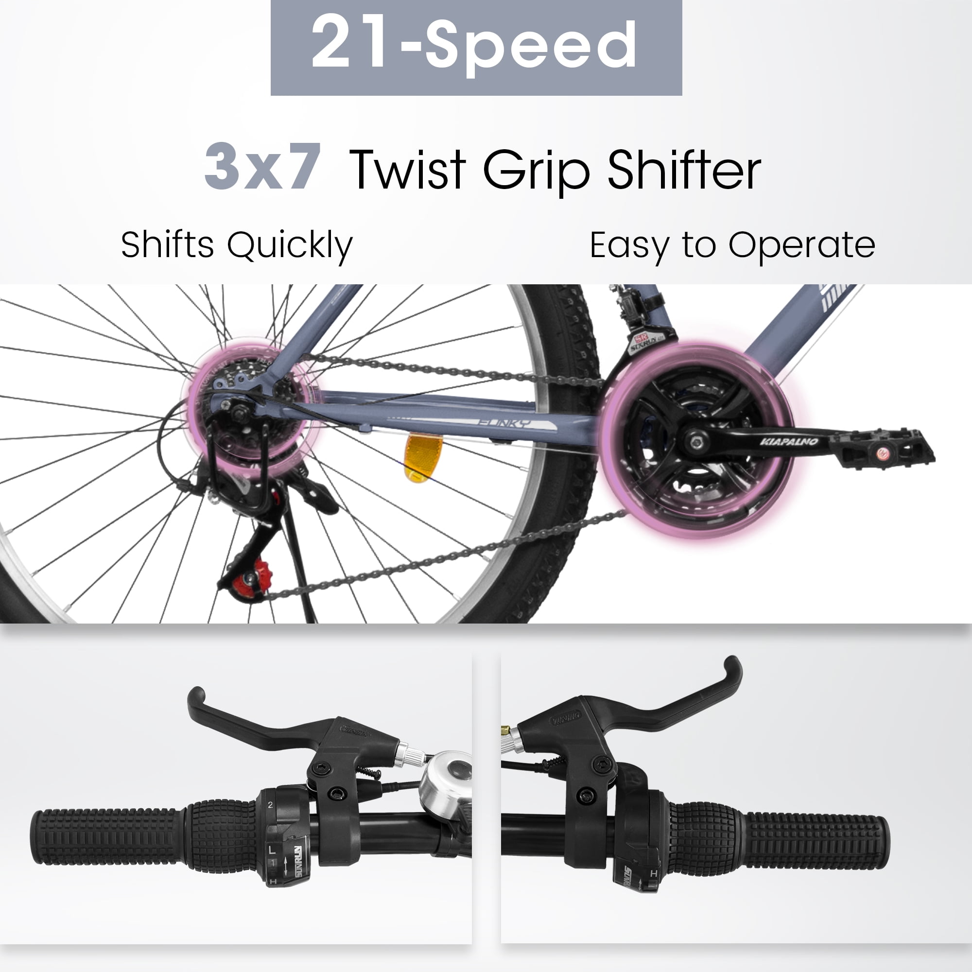 26 Inch Girls Mountain Bicycles, 21 Speed Bike for Womens Girls, Female Bicycles V-Brake Outdoor Cycling Snow Commuting City Bike to School Work