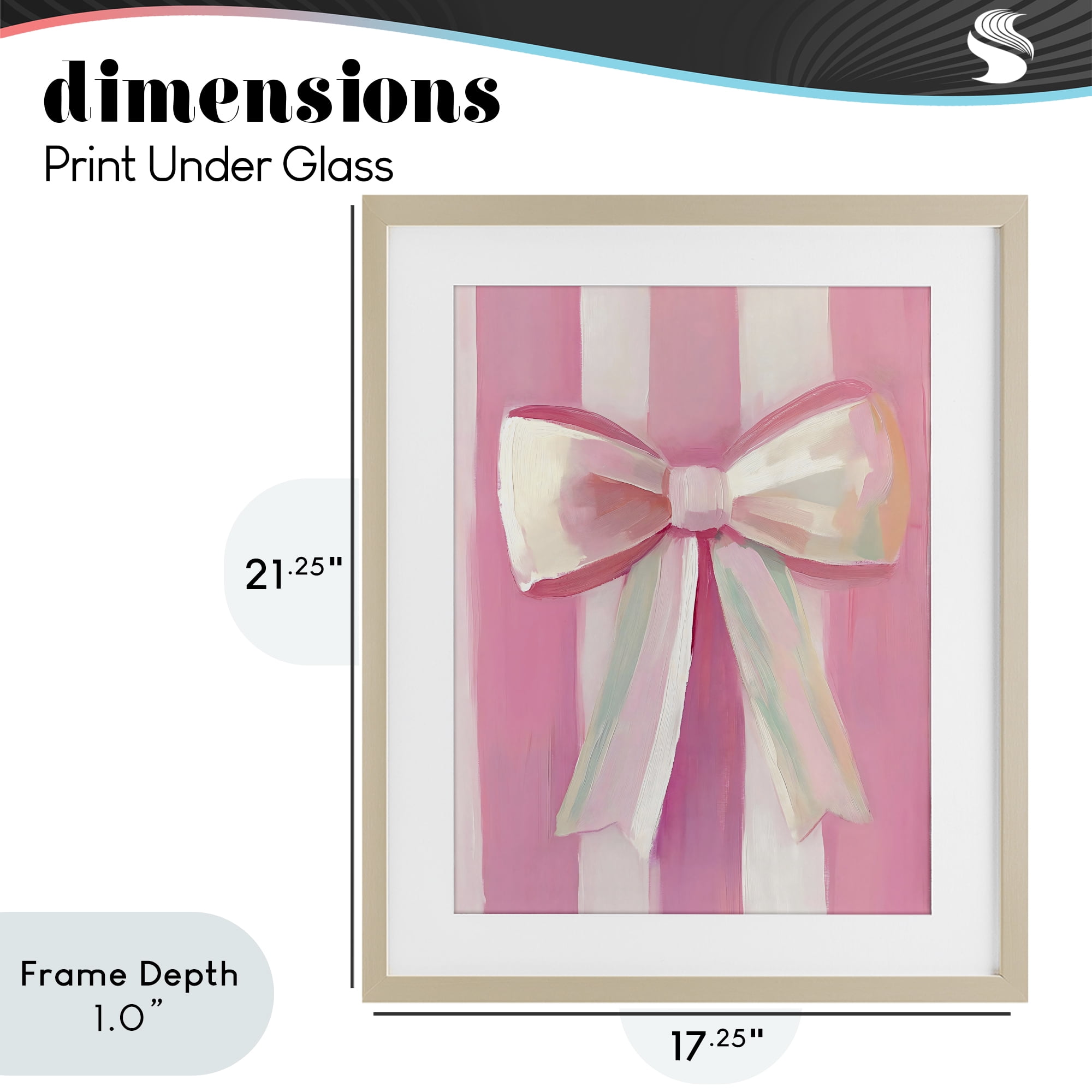 Stupell Industries Preppy Pink Bow on Stripes Birch Framed Print Under Glass, design by The Prints Vibe