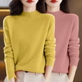 thumbnail image 2 of Womens Sweaters For Women Sweaters Autumn And Winter 2Pc Solid Color Pullover Soft Comfortable Round Neck Top Blended Fabric Relaxed Fit Casual Daily Outfit Fall Sweaters For Women, 2 of 4
