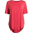 thumbnail image 5 of Time and Tru Women's and Women’s Plus Crewneck Tunic Tee with Short Sleeves, Sizes S-3XL, 5 of 5