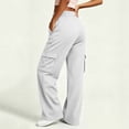 thumbnail image 7 of Qingpeng Womens High Waist Elastic Back Waist Wide Leg Cargo Pants Multi Flap Pockets Button Fly Soft Knit Casual Streetwear Trousers, 7 of 7