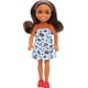 thumbnail image 1 of Barbie Chelsea Doll, Small Doll Wearing Removable Blue Dress with Colorful Print & Pink Shoes, Brown Hair & Green Eyes, 1 of 5