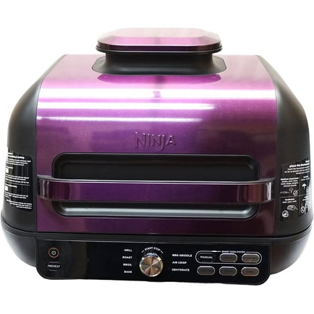 Ninja IG651 QEG Foodi Smart XL Pro 7-in-1 Indoor Grill/Griddle Combo, use Opened or Closed, with Griddle, Air Fry Smart Thermometer Eggplant (Refurbished)