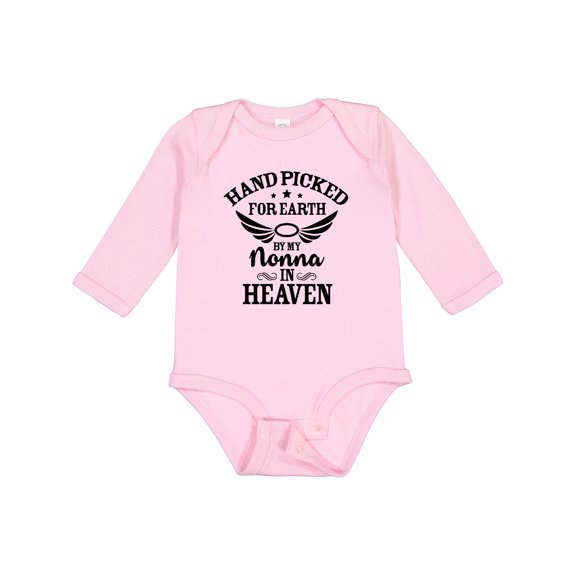 Inktastic Handpicked for Earth by My Nonna in Heaven with Angel Wings Boys or Girls Long Sleeve Baby Bodysuit