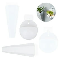 NICEXMAS 4Pcs Wall-Mounted Vase White Plastic Conical Wall Hanging Flower Pots for Home