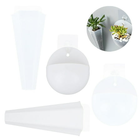 NICEXMAS 4Pcs Wall-Mounted Vase White Plastic Conical Wall Hanging Flower Pots for Home