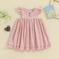 thumbnail image 2 of Bagilaanoe Toddler Baby Girl Summer Dress Flying Sleeve A-line Dresses 6M 12M 18M 24M 3T 4T Kids Casual Swing Sundress, 2 of 7