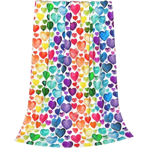 Rainbow Love Fleece Throw Blanket Soft Flannel Plush Lightweight Warm Cozy Blanket for Men Women Couch Bed Sofa Travel 80"x60"