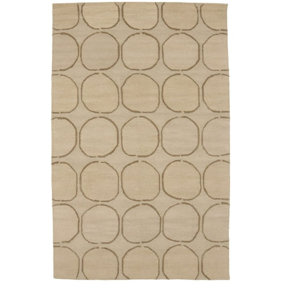 Cream & Brown Abstract 5X8 Hand-Tufted Modern Rug
