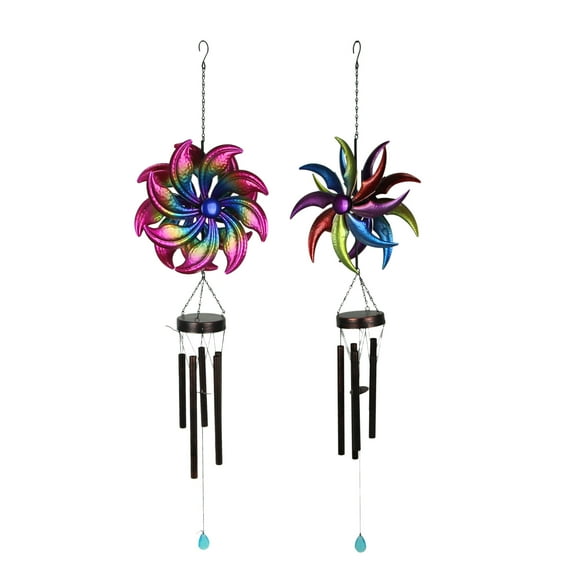 Things2Die4 Metal Rainbow Spinner Hanging Wind Chimes 46 inches (Set of 2)
