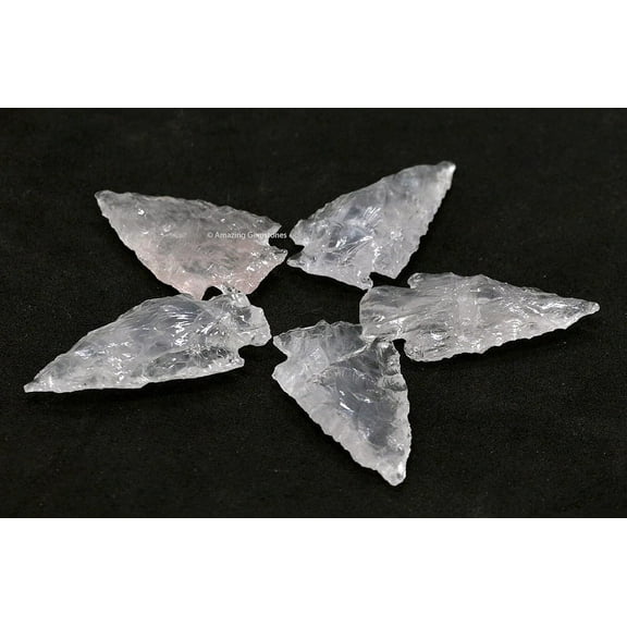 Rose Quartz Crystal Arrow Head Stone 5 Pieces (1" to 1.5" Inch)