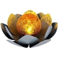 thumbnail image 1 of Buddha Garten Lotusblüte Deko Solar Lotusblüte für Außen Garten Deko Leuchten, Crackle Glas Metallblätter grau, 1x LED, D 25 cm Ormromra LKX-0664, 1 of 6