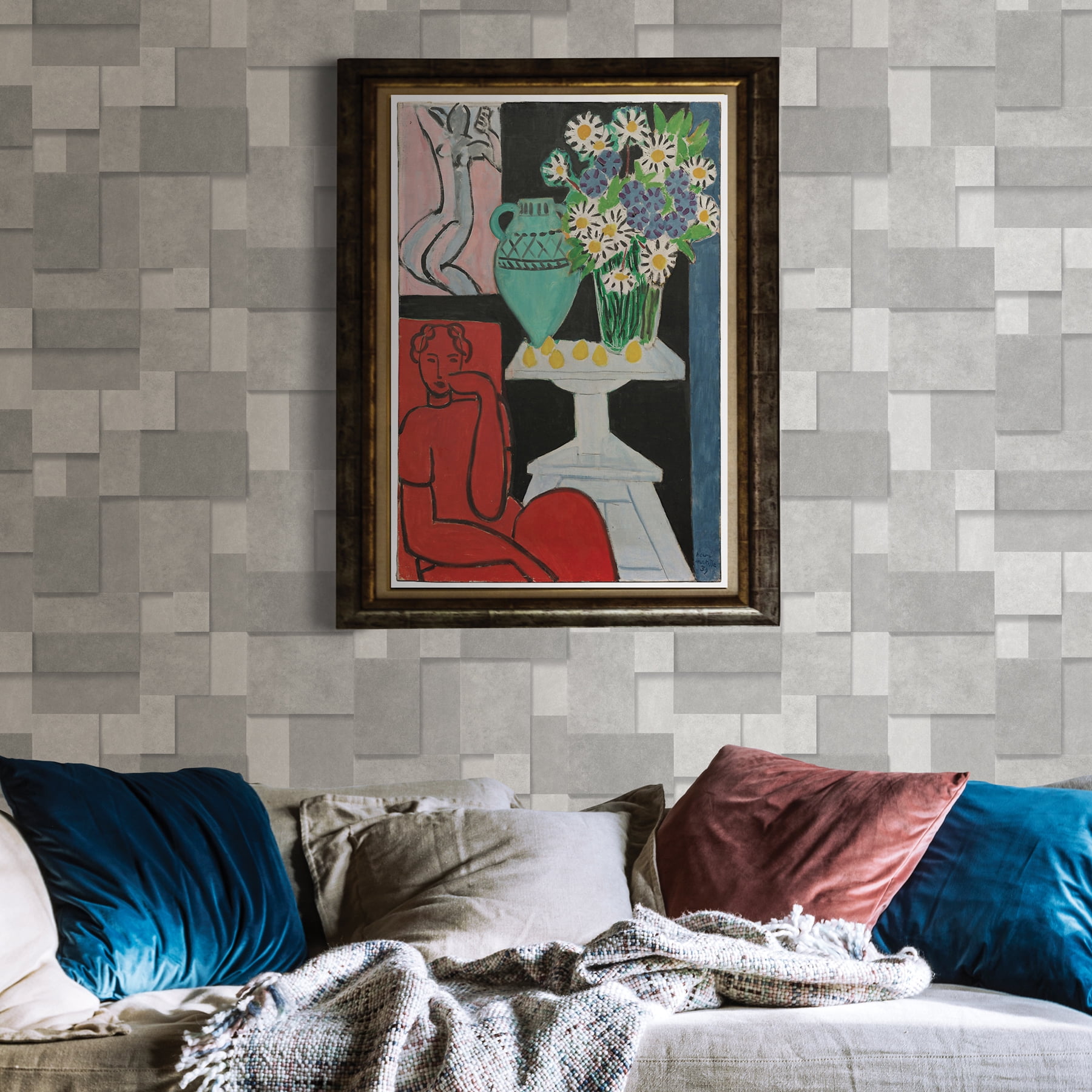 Decorline Duchamp Silver Patchwork Metallic Wallpaper