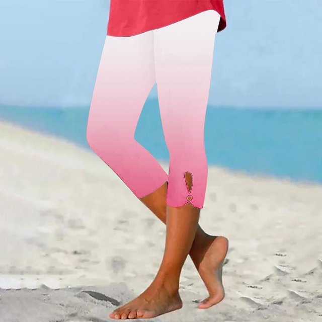 WILLBEST Leggings Casuales de Mujer con Degradado de Color 7/8 para Salidas a La Playa y Comodidad Diaria XXXL
