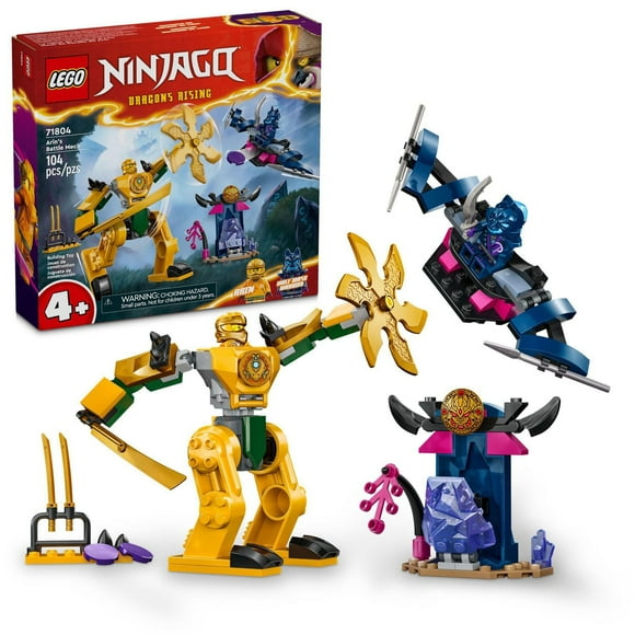 LEGO NINJAGO Arin’s Battle Mech, Ninja Toy Set for Kids with Arin Ninja Minifigure and Katana Sword Accessory, Gift Idea for Boys and Girls Aged 4 Years Old and Up, 71804, Includes 104 Pieces, Ages 4+