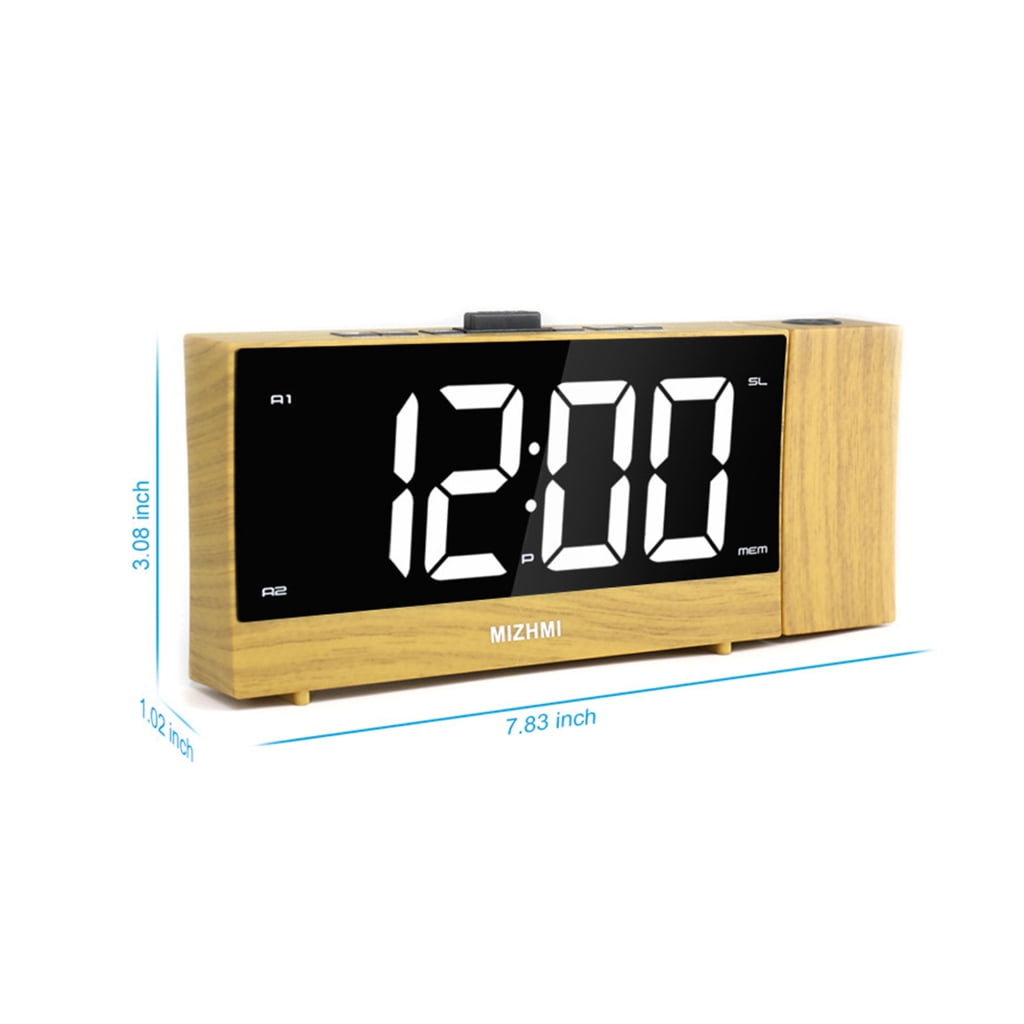 Apooke LED Projection Alarm Clock with Adjustable Brightness and USB Charging Tabletop Clocks Temperature Week Date Display
