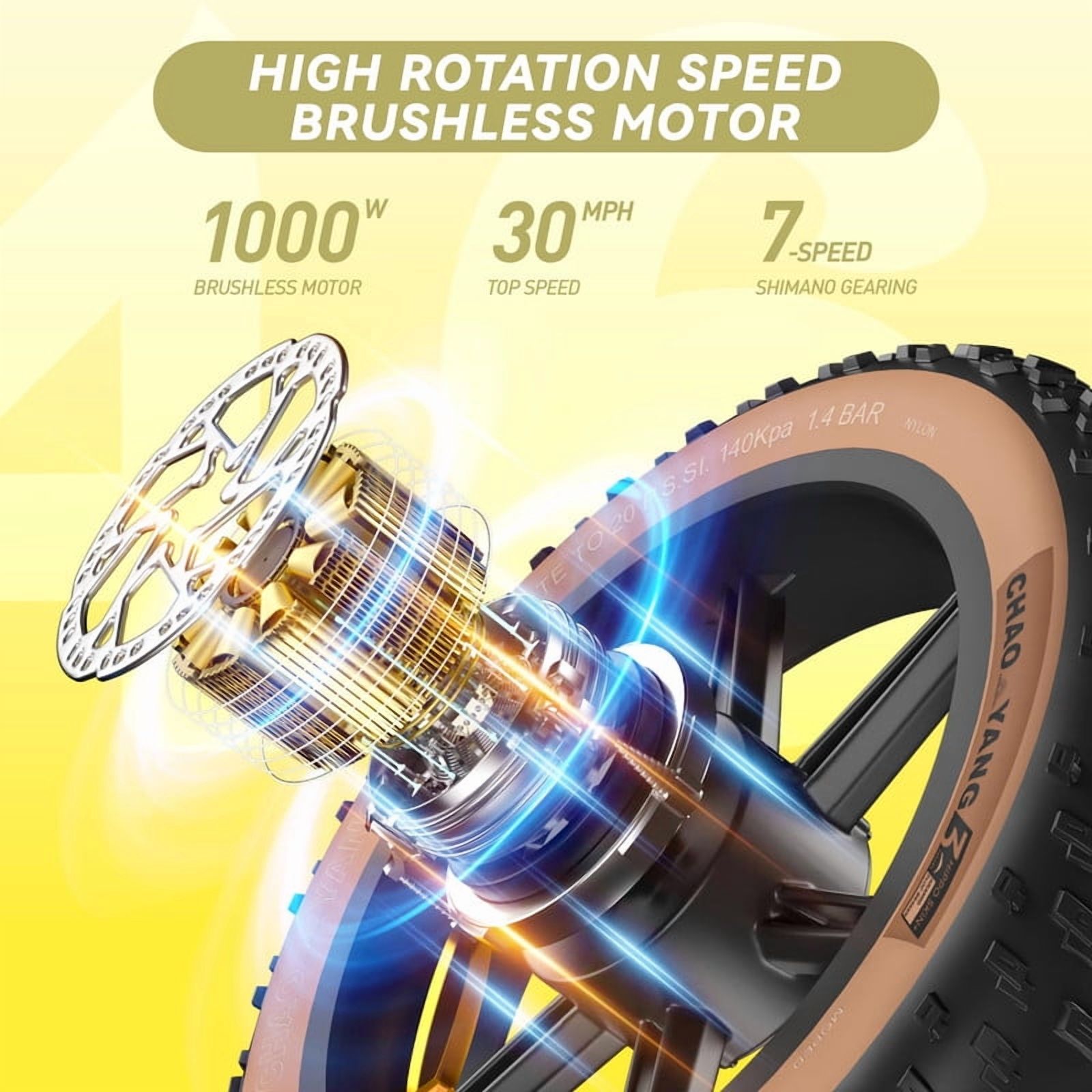 Electric Bike for Adults,1000W Motor Electric Bicycles,48V 34Ah Dual Battery, 31MPH Max Speed, 120 Mile Range,20"x4.0" Fat Tires, 7-Speed, MTBUL2849