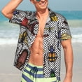thumbnail image 7 of Bingfone Men's Short Sleeve Button Down Shirts Hawaiian Bright Insects Printed Beach Shirt, 7 of 7