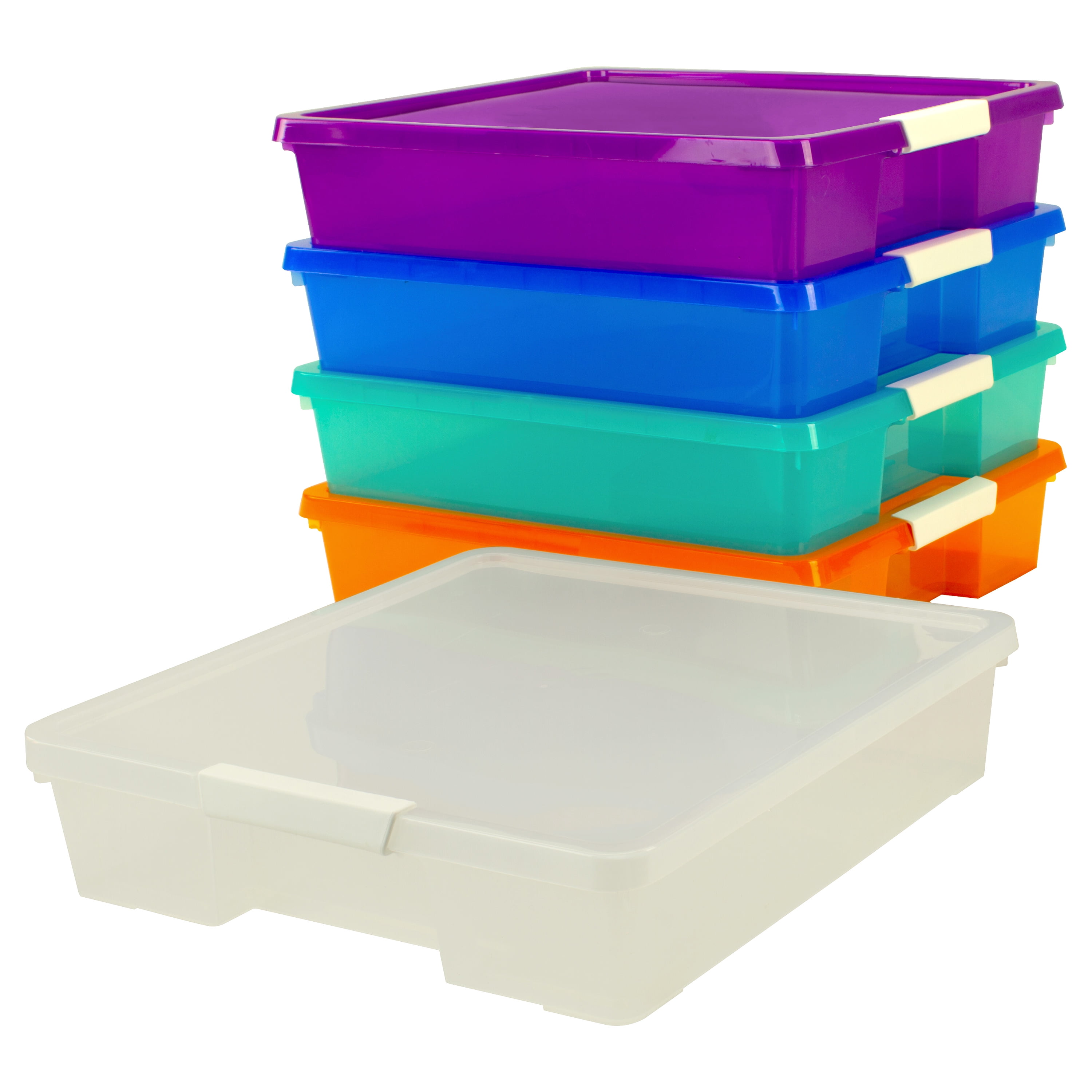 12x12 Stack Store Box Colors Storage Plastic Organizer Container Bin Case  of 5