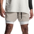 thumbnail image 2 of Athletic Gym Shorts Men 2 in 1 Summer Elastic Waist Breathable Workout Running Shorts with Compression Liner Pockets, 2 of 5