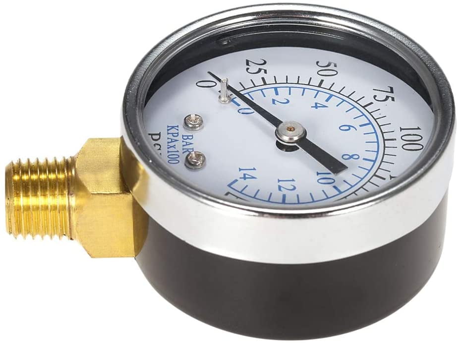 1/4" NPT Air Oil Water Pressure Gauge 0-14 Bar Set 0-200PSI Manometer Side Mount 