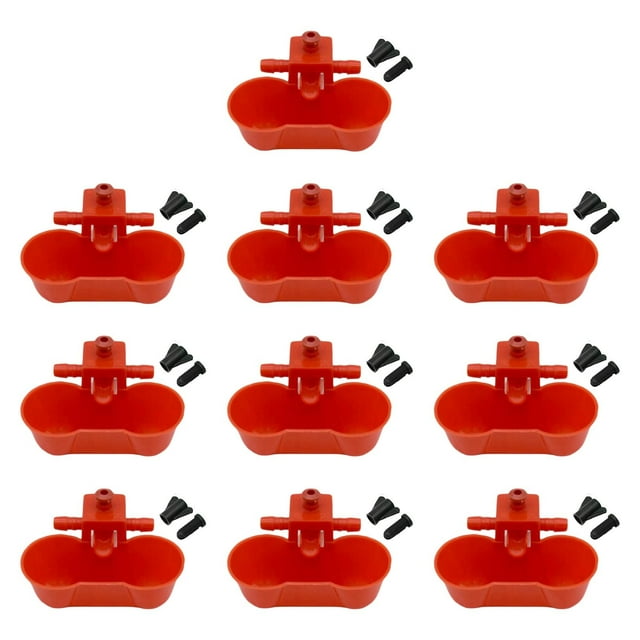 S SERENABLE 10 Pcs Abreuvoir Suspendu pour Volaille Caille Poussin Poulailler Rouge