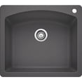 thumbnail image 2 of 442912 Diamond Silgranit 50/50 Double Bowl Undermount or Drop-in Kitchen Sink, 33" L X 22" W X 9.5" D, Coal Black, 2 of 2
