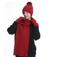 thumbnail image 2 of Red Winter Three Piece Set For Women Hat Scarf Gloves Double Velvet Padded Wool Material Free Size Red Hand Wash Cold Water, 2 of 6