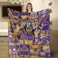 thumbnail image 2 of 1pc Minnesota Fan Gift Flannel Blanket - Purple & Yellow Team Colors with Player Graphics, Helmet & Motivational Slogans, Ultra-Soft Warm All-Season Blanket for Camping, Sofa, Bed, Office - Machine W, 2 of 7