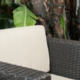thumbnail image 4 of Eden Outdoor 4-Piece Wicker Club Chairs w/ Cushions and C-Shaped Tables, Dark Brown, Silver, 4 of 6