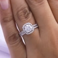 thumbnail image 3 of Round Shape IGI Certified Lab Grown Diamond Halo Cushion Frame Bridal Set Engagement Ring For Women In 10K Solid White Gold Jewelry (1.45 Cttw)-7, 3 of 5