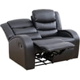 thumbnail image 5 of Manual Black Faux Synthetic Leather Loveseat Living Room 2 seats Loveseat, 5 of 5