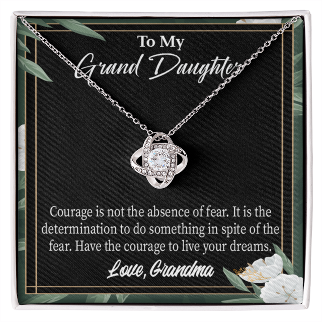 To My Granddaughter Live Your Dreams From Grandma Infinity Knot Necklace Message Card