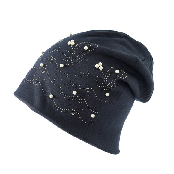 Clearance! HCURIBAD Knit Hats,Unisex Winter Windproof Thickened Pullover Hat Drilling Pile Hat Single Rhinestone Warm Pullover Hat,Skull Cap,Winter Hats,Beanies Cap Navy One Size