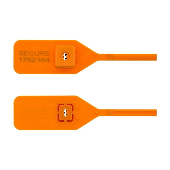 Secure Cable Ties 13 Inch Standard Orange Tear Away Plastic Seal with Steel Locking Piece - 100 Pack