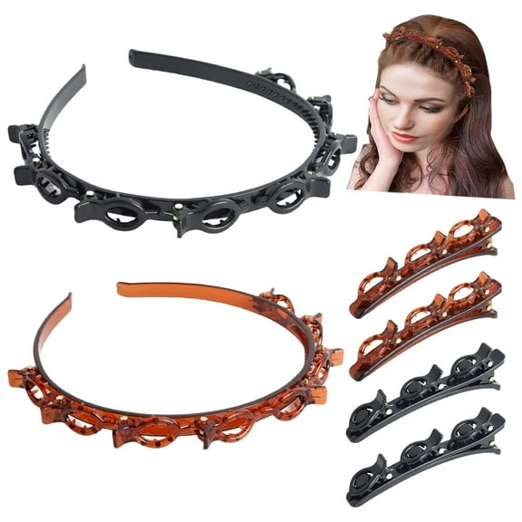 6 PCS Multi-layer Hollow Braided Headband, Acrylic Braided Hair Clips, Toothed Headband Braid Tool, for Women and Girls Hair Styling Accessories