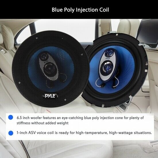 Pyle PL63BL 6.5" 360 Watts 3-Way Car Audio Coaxial Speakers PAIR Blue - image 3 of 7