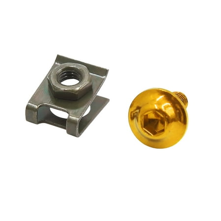 10pcs Metal M6 U Type Rivets Motorcycle Fasteners Clips W Gold