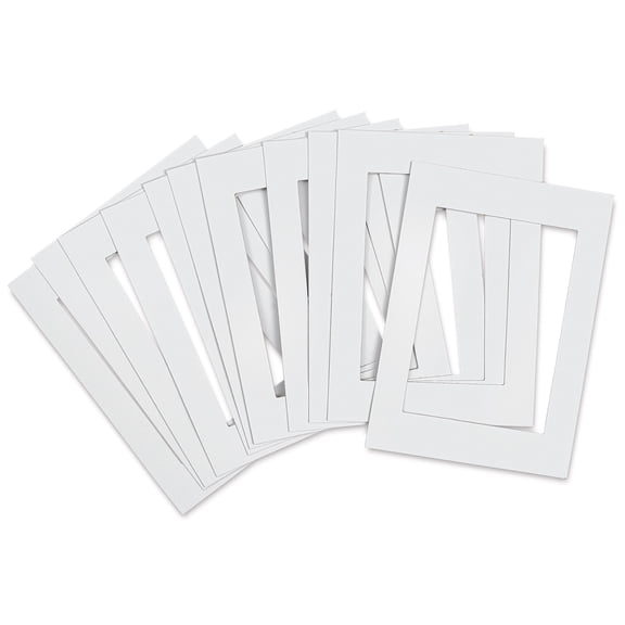 Pre-Cut Mat Frames - White, 5" x 7" (3" x 5" Artwork Size), Pkg of 12