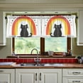 thumbnail image 3 of Yayeee Kitchen Curtains Set of 2 Light Filtering 57"x24" Over Sink Window Panels, Black Cat Rainbow, 3 of 7