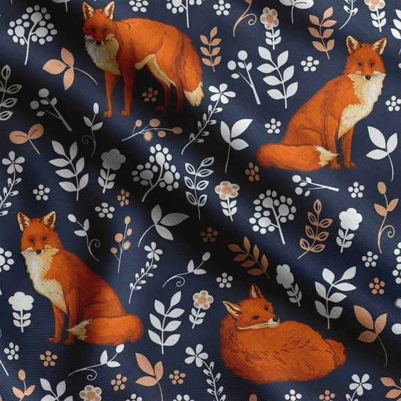 Soimoi Animals Print, Silk Fabric, Decor Sewing Fabric by The Yard 42 Inch Wide,Decorative Fabric for Shirts Suits Ties, Navy Blue
