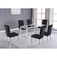 thumbnail image 2 of 7pc. 68" x 40" Glass Dining Set with 6 Chairs and Silver Stainless Steel, 2 of 4